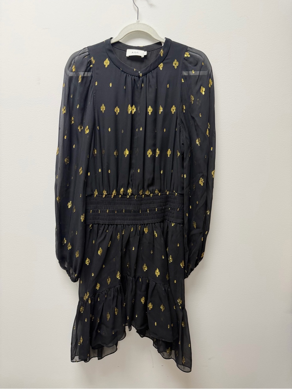 A.L.C. Black Blouse with Gold Foil Accents